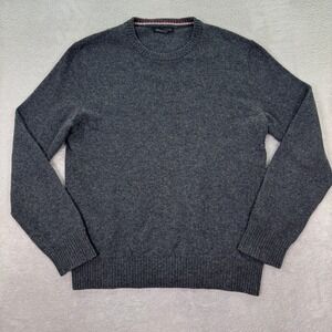 Banana Republic Mens Large Charcoal Gray Merino Wool Blend Crewneck Sweater EUC